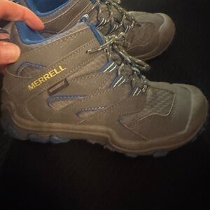 Merrell Kids Grey and Blue Hiking Boots-Size 1